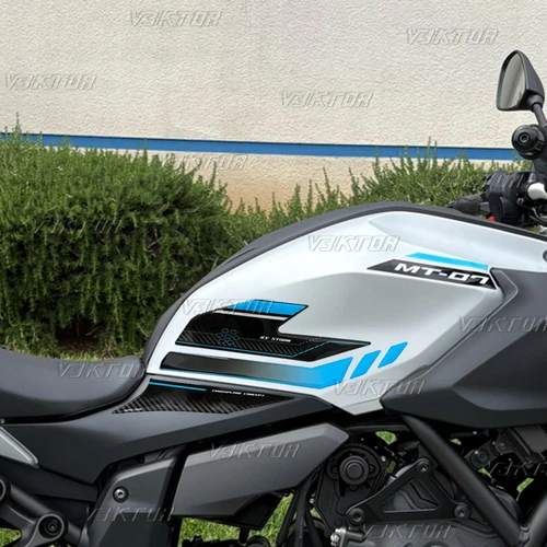 Imagen 2 del producto Para MT 07 MT07 MT-07 2025 pegatina de almohadilla de tanque de resina 3D pegatina de protección de tanque de combustible de motocicleta tormenta de hielo
