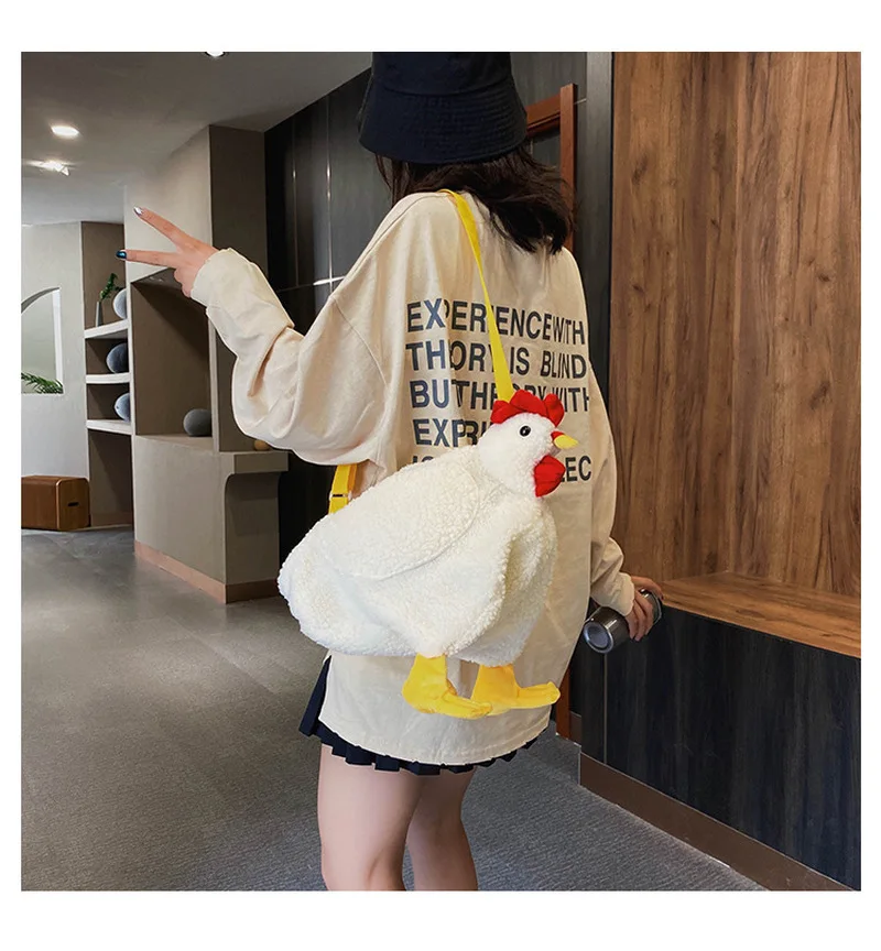 Plush Crossbody Purse Cute Cartoon Chicken Shoulder Bag Party Work Travel Satchel For Women Children Shoulder Bag Birthday Gift