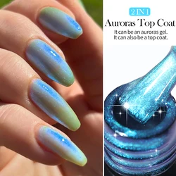 LILYCUTE 7ml Auroras Glitter Top Coat Gel Nail Polish Spring Colorful Shining Sparkling Effect Soak Off Nail Art  UV Gel Varnish