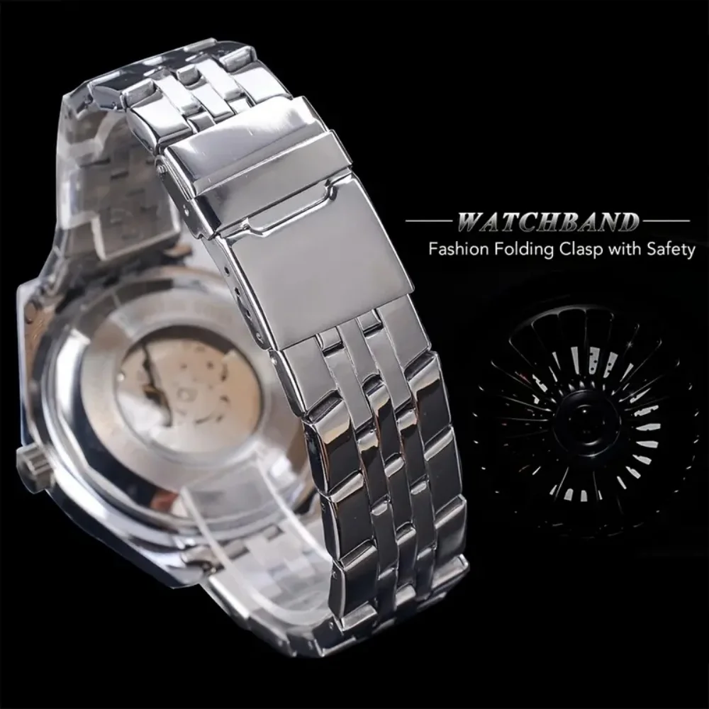 High-End Men's Watches Are a Stylish and Functionally Practical Mechanical Timepiece Made of Stainless Steel, Featuring a Hollow Design and a Large Dial. Its Attractive Appearance Makes It Suitable for Everyday Gifts, and It Requires No Batteries. It Is a Stylish, Business-Casual, Versatile, and Handsome Men's Watch with a Unique Personality.