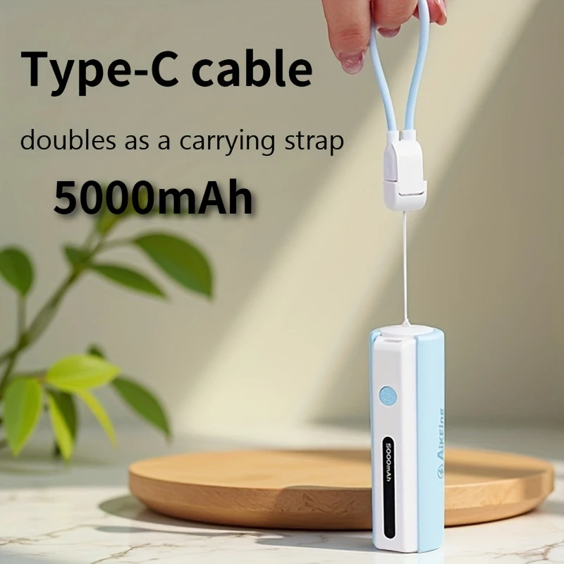 

Портативное зарядное устройство Type-c Mobile Power 5000 мАч, аккумулятор для мини-помады с быстрой зарядкой, светодиодный дисплей и функция фонарика