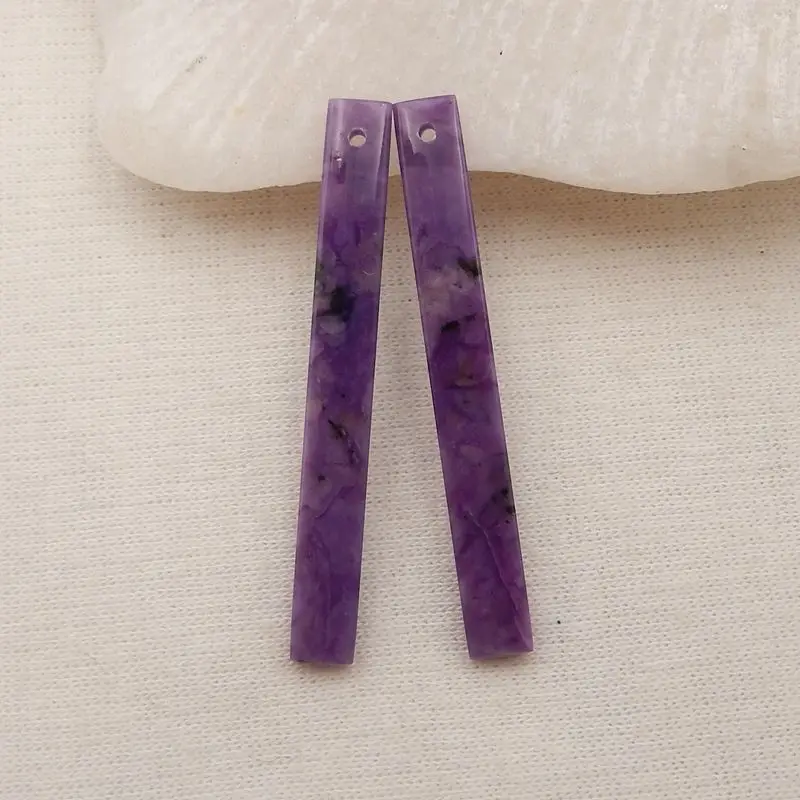 

Semiprecious Natural Stone Charoite Gemstone Earring Beads Accessories For Women 41x5x3mm 3g