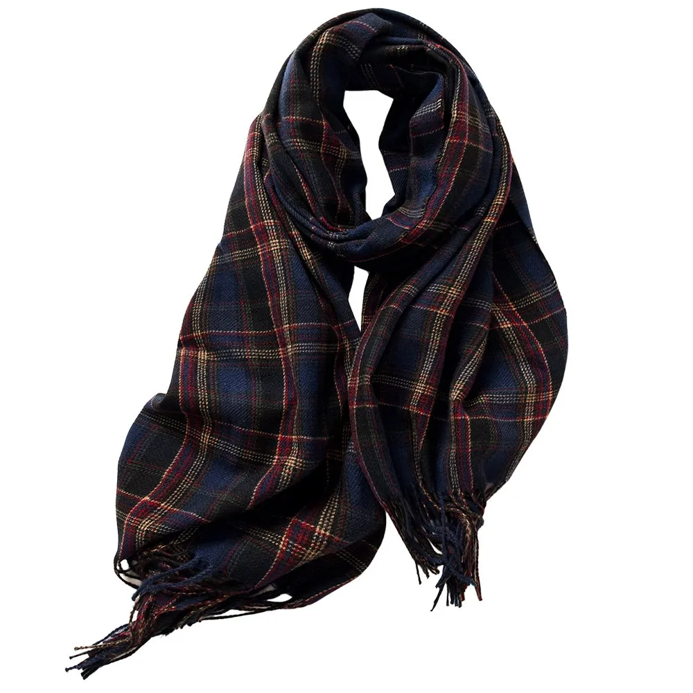 

180*68cm Imitation Cashmere Scarf Comfortable Vintage Plaid Printed Neck Warmer Wrap Preppy Style Women's Wraps Shawl