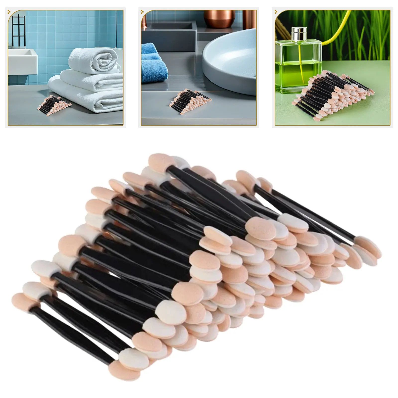 

50 шт. одноразовых двусторонних аппликаторов для макияжа глаз из латекса, гигиеничные, легко моются, удобны для путешествий и вечеринок