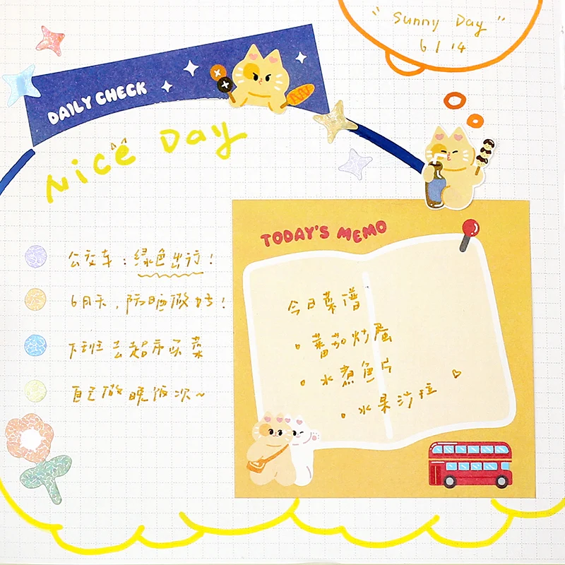 100Pcs Cute Rabbit Cat Travel Memo Pad Daily Weekly Check List Message Notes Paper Notepad School Stationery Supplies