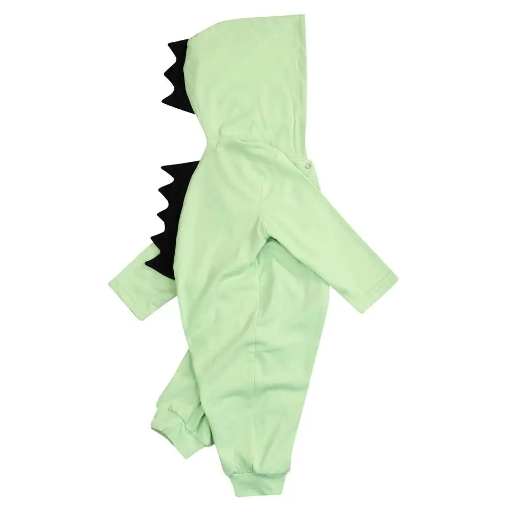 Set Jumpsuit baju monyet bertudung, pakaian kostum Cosplay katun kartun dinosaurus