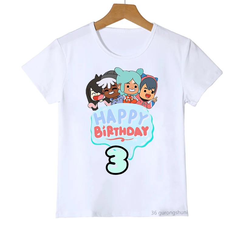 Funny Toca Life World T Shirt Happy Birthday 2 3-10 T-Shirt Party Gift Shirt Boys Girls Tshirt Short Sleeve T-Shrits Tees Tops