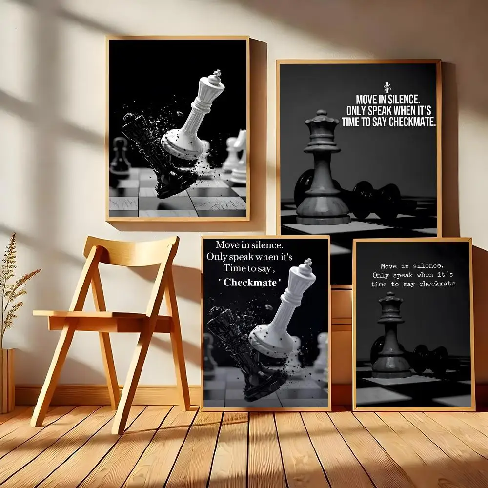 Chess Lovers Motivational Art Poster Matte Self-Adhesive Wall Art Print Living Room Bedroom Home Decor