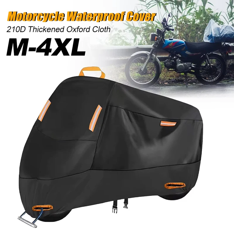 Motorcycle Cover Waterproof All Season Dustproof UV Protective Outdoor Indoor Scooter 210D Wear-resistant Fabric Motorbike Cover