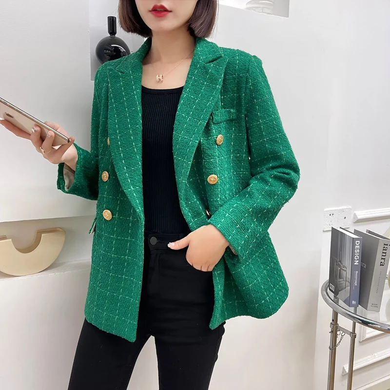 Spring Fall Thin Suit Women Fashion Elegant Long Sleeve Solid Straight Loose Jacket Office Lady Button Career Coat