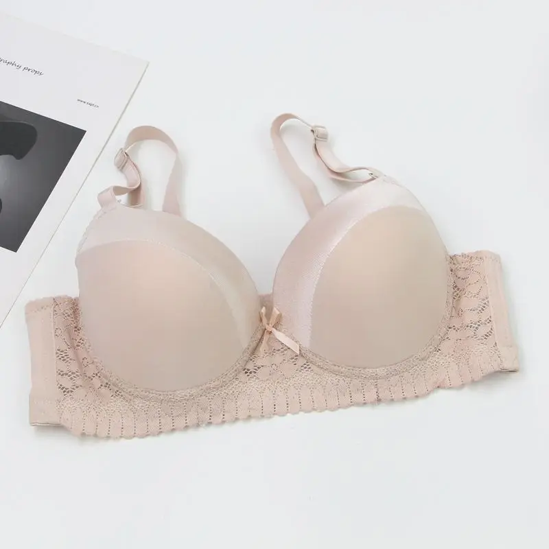 DaiNaFang Push-Up-BHs für Damen, Rosa, Blau, Schwarz, Grau, Beige, Weiß, Burgunderrot, Unterwäsche, Spitze, minimiert nahtlose Dessous – Detail 14