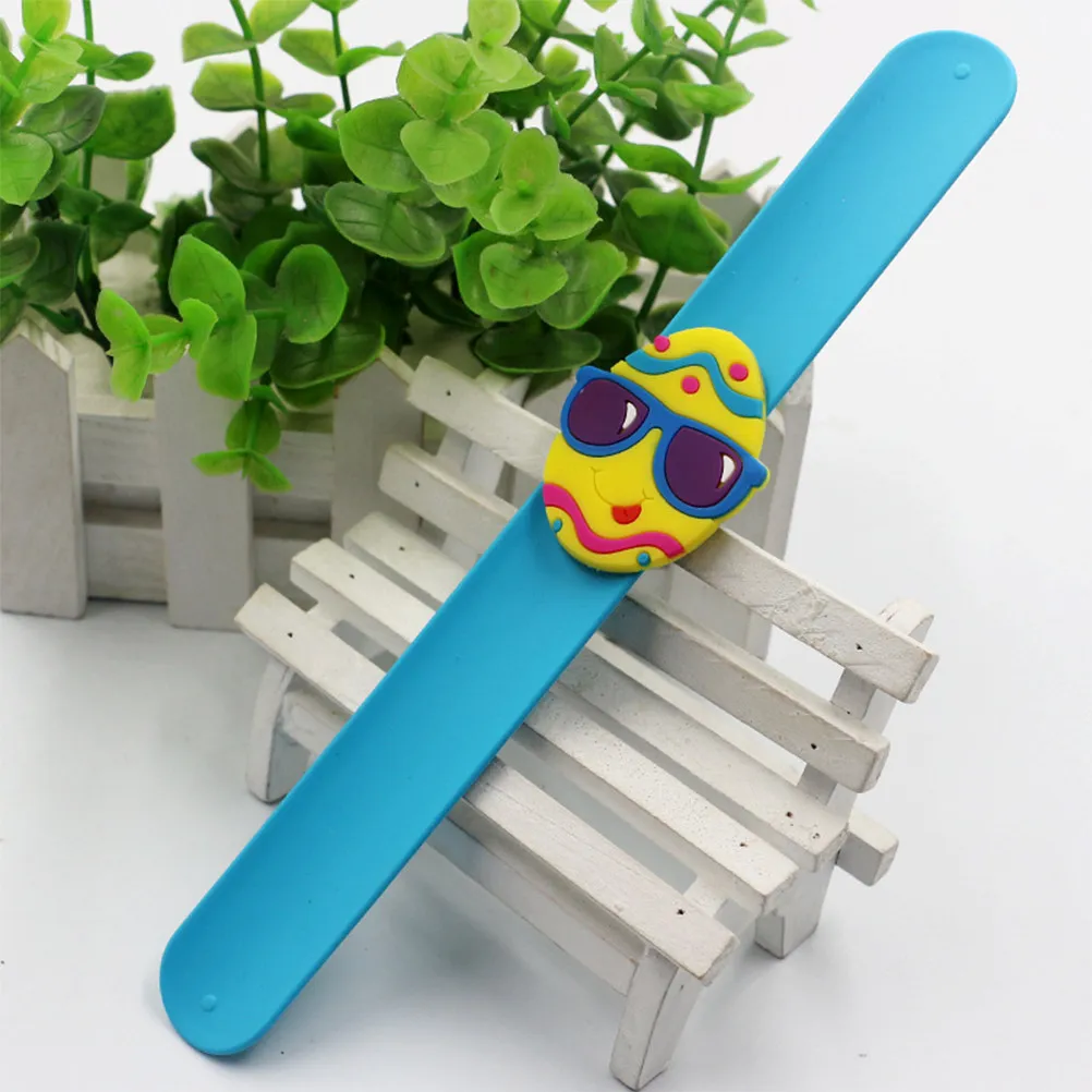 

4pcs Cartoon Chick Easter Egg Slap Bracelets Premium Silicone Wrist Arm Bands Kids Party Favors Birthday Giveaways School Game