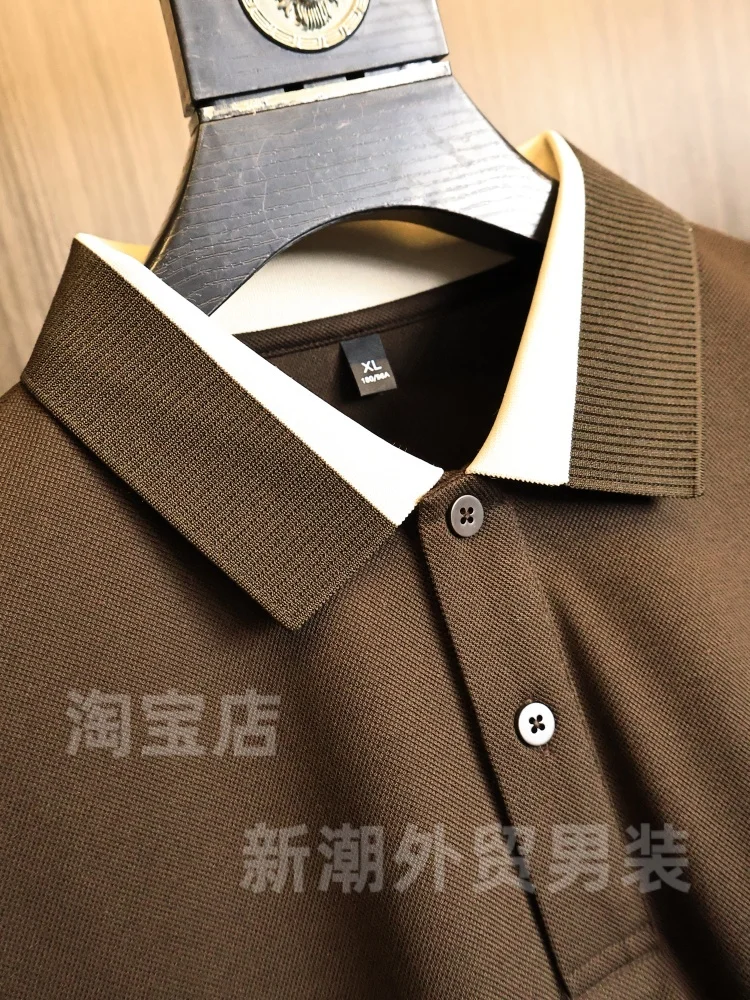 High-End Men's Summer Cool Feeling  Shirt Short Sleeve Precision Weave Folded Collar 3D Fashionable Standard Fit Cotton B...