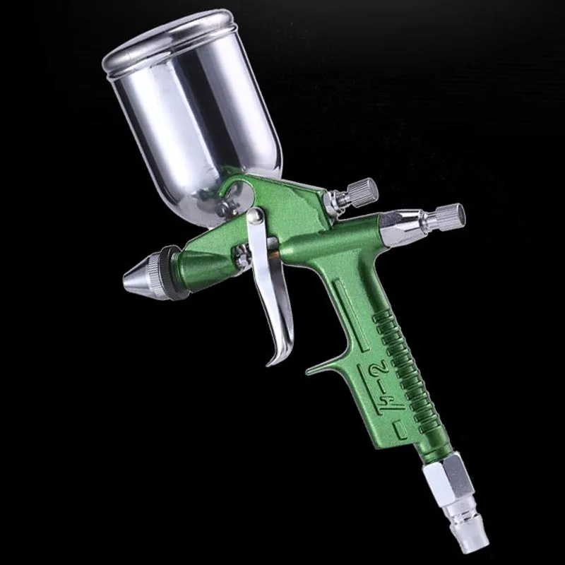 Professional Green Painting Spray Gun 125ML Cup 0.3MM 0.5MM 0.8MM Pneumatic Airbrush Alloy Painting Atomizer Tool For Cars