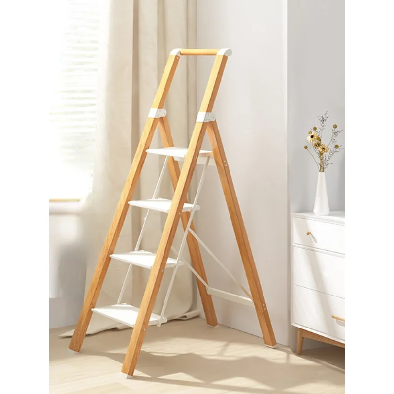 

Wooden Foldable Household Folding Ladder Multifunctional Thickened Aluminum Alloy Miter Ladder Indoor Climbing Ladde Convenient