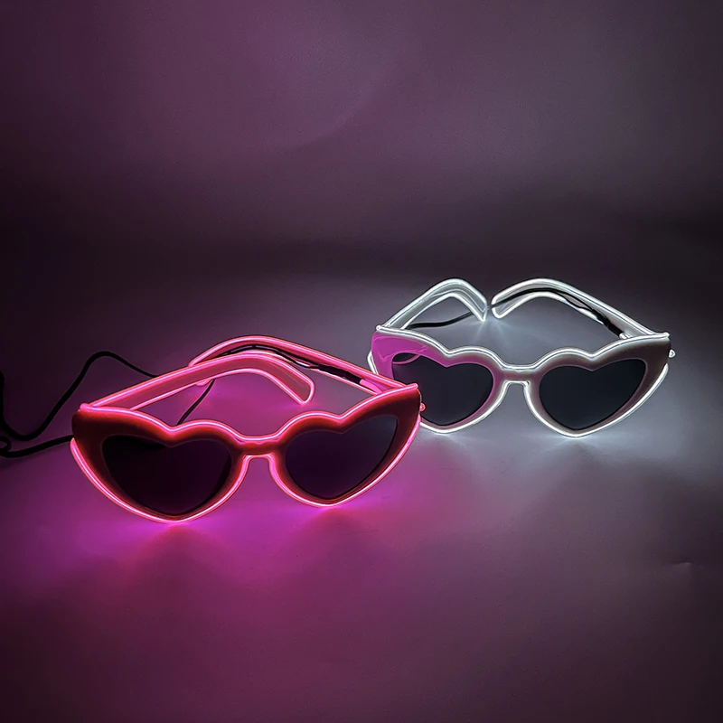 LED leuchtende herzförmige Sonnenbrille für Frauen, Katzenaugen-Stil, Retro-Brille, Junggesellenabschied, Kostüm, Brillen, Brautparty, Deko – Detail 7