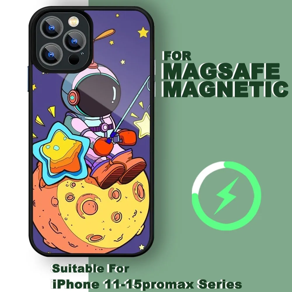 Fashion Cute Space Astronauts Phone Case For iPhone 15 14 13 11 12 Pro Max 14 Plus 15 Pro Max For Magsafe Phone Cover