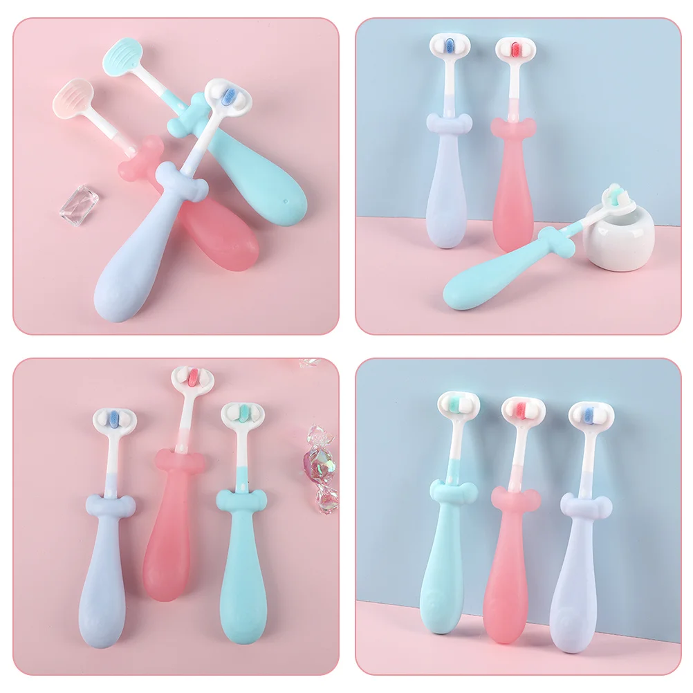 3 قطع فرشاة أسنان للأطفال الصغار، شعيرات ناعمة، منظف أسنان يدوي للأطفال، مادة آمنة، فرشاة أسنان مريحة #1