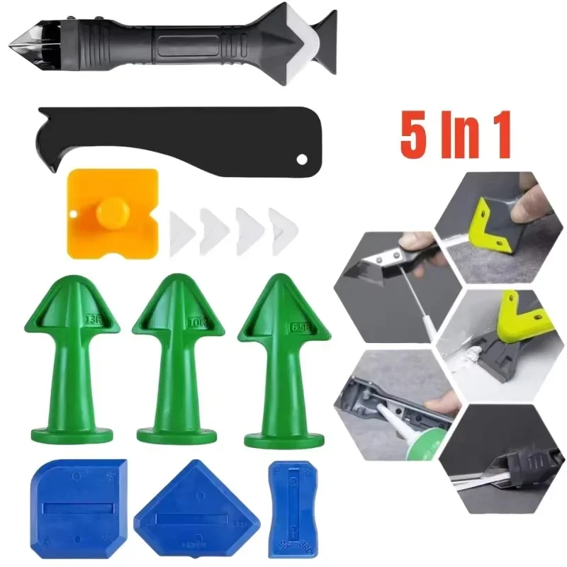1set Caulking Nozzle Applicator Finishing Tool Spatula Glue Shovel Tile Brick Joints Floor Silicone Remover  Hand Tool Set