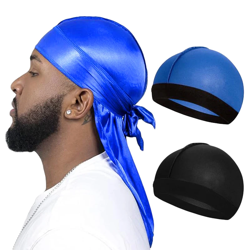 3 TEILE/LOS Lange Seidige Durag Lange Schwanz Seidiger Schal Muslimischen Doo Rag Piraten Hut Durag Chemo Turban Pullover Kappe Haar Band bandanas – Detail 13