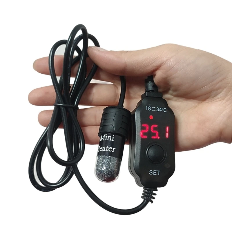 Calentador sumergible para acuario, carga USB para calentador de tanque, ajuste de temperatura 18-34 ℃   para agua dulce salada marina