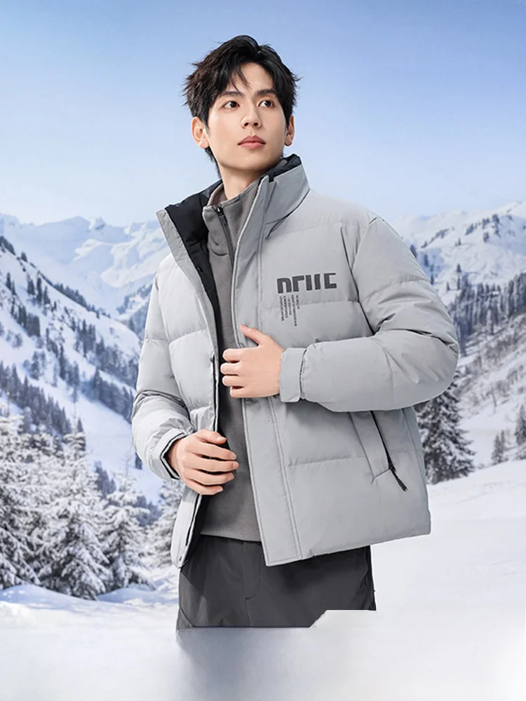 

Snow Flng 2026 Spring New Men's Loose Stand Collar Thiened Warm down Jaet Casual Faion ort Sle Polyester Fiber
