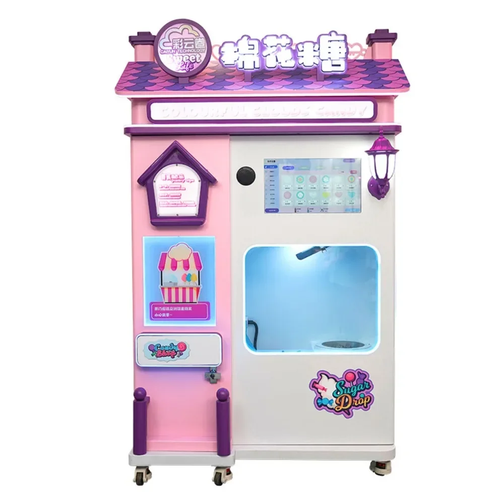 2025 Commercial Grade Cotton Candy Vending Machine Sugar Floss Maker Automatic Stainless Steel Outdoor Event Ready