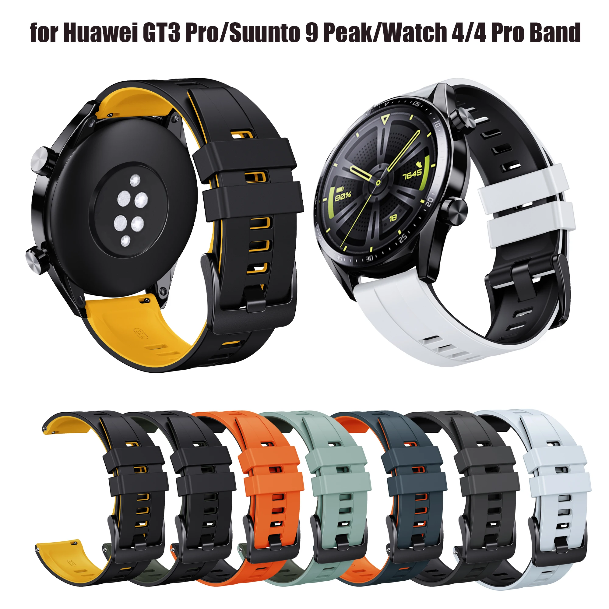 

22mm Rubber Strap For Huawei GT 2 3 46mm Wristband For Huawei Watch3 GT2 Pro GT2e Magic2 Universal Silicone Bracelet Band