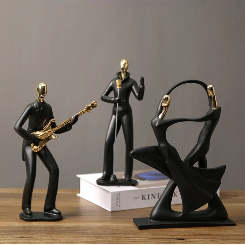 

Nordic Abstract Figure Statue Music Band Character People Model Art Dancing Couple Figurines for Office Home Decoration