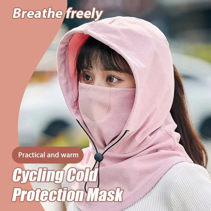 Hooded Face Mask with Neck Warmer for Cycling Autumn and Winter Riding Outdoor Windproof and Coldproof Warm Mask