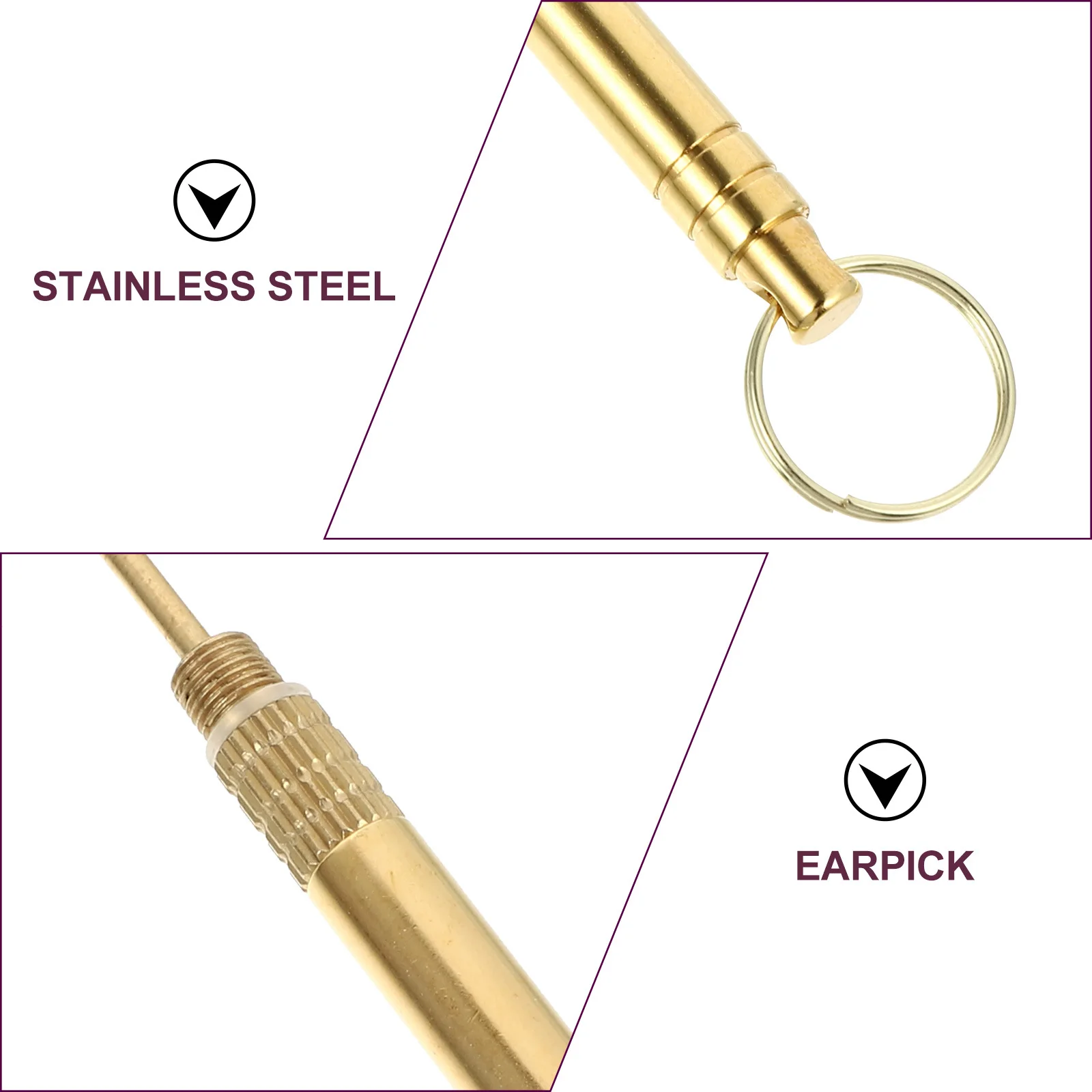 

3Pcs Polished Brass Ear Cleaning Tools Multipurpose Earwax Removal Kit for Daily Home Travel Use Yellow Earwax Removal Kit