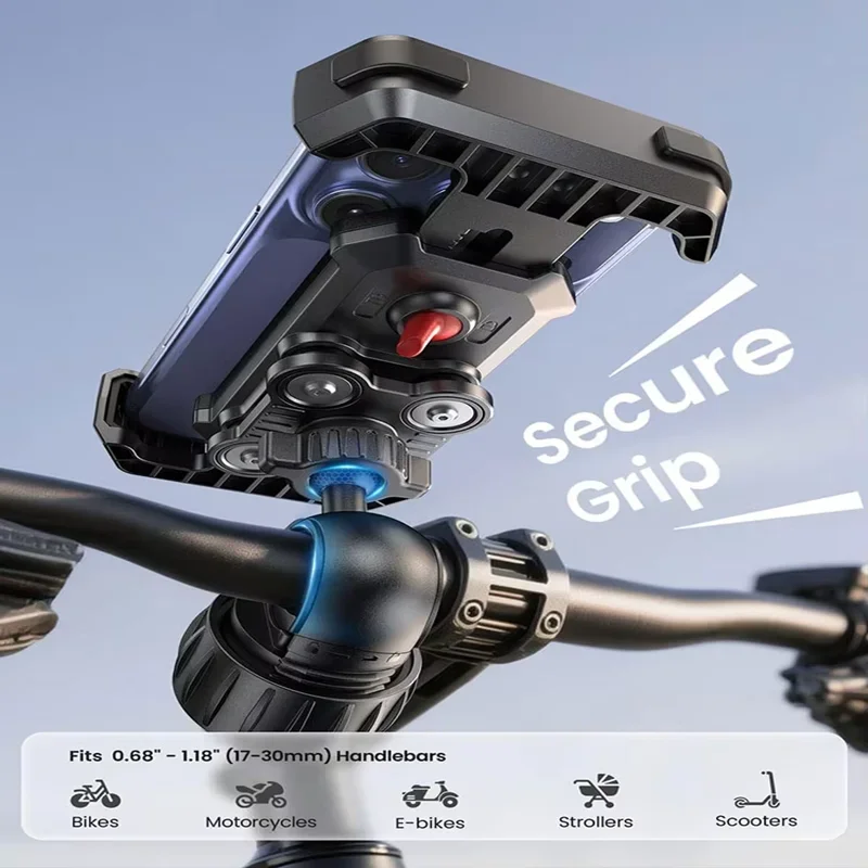 AliExpress NONE outdoor 2026 Dual Anti-Shake Motorcycle Mount for Anti-Shake Vibration Handlebar for iPhone/Samsung for Phone Holder for Bike