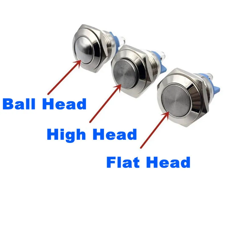 Metal Button Switch 16/19/22/25/30MM thread foot/welding foot/high head/flat head/Ball head 1NO reset doorbell start Button 1a