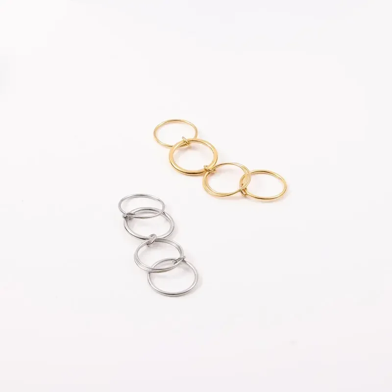 New High End Pvd Wholesale Waterproof&No Fade Designer Multi-layer Circle Link Stainless Steel Finger Ring for Women