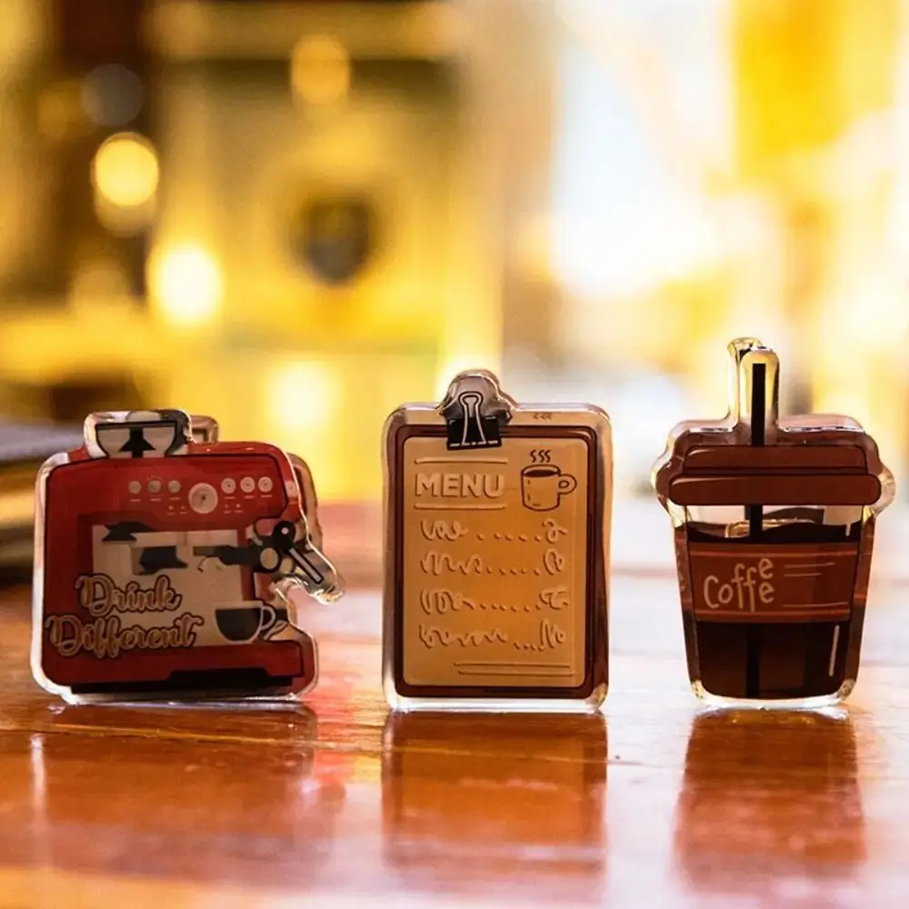 Binder Clips Kawaii Coffee Acrylic Clips Coffee Cup Vintage Stationery Test Paper Clip Creative Stationery Coffee Paper Clip