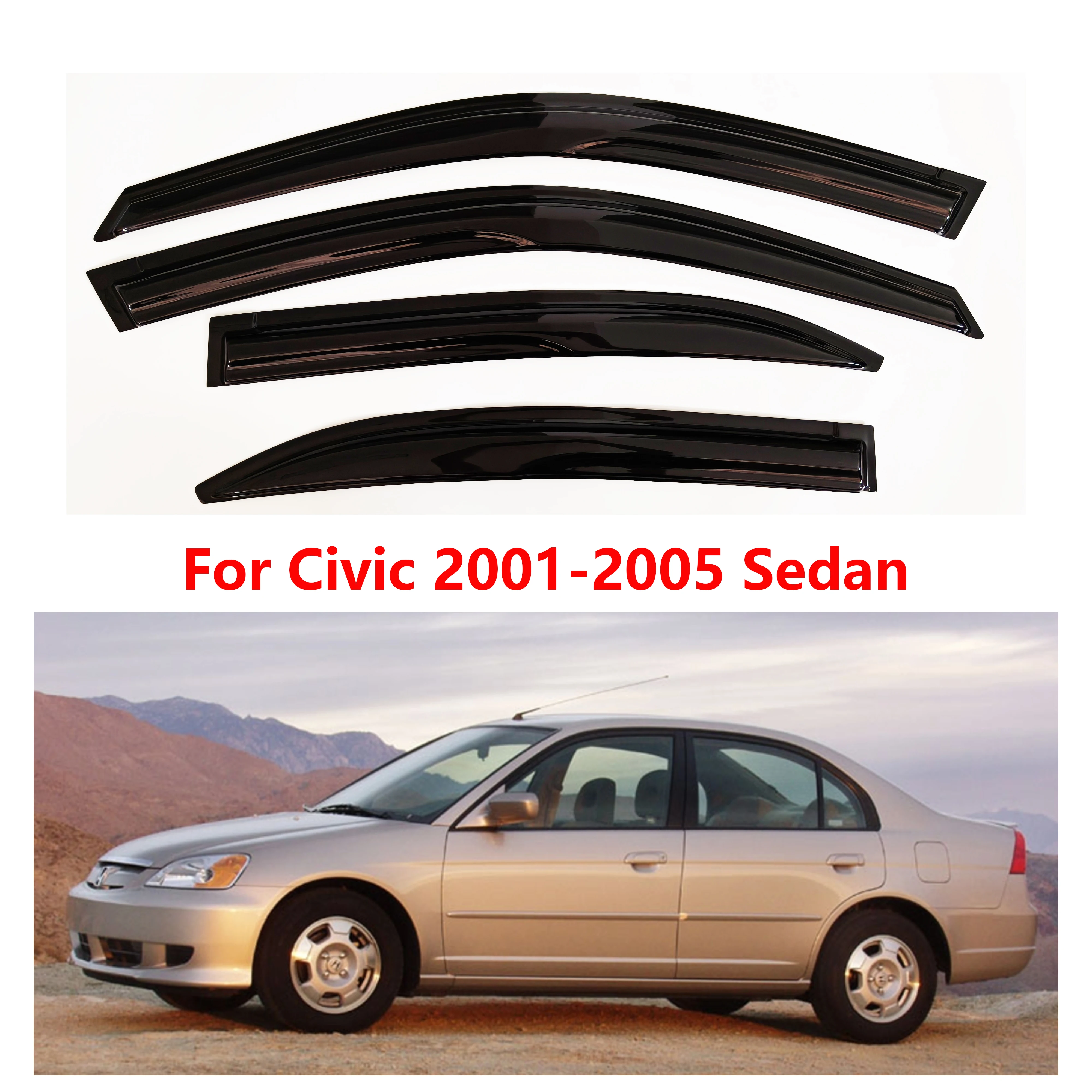 

4pcs of the latest model car window sunshade for Civic 2001-2005 Sedan, window visor rain guards window visors rain guards