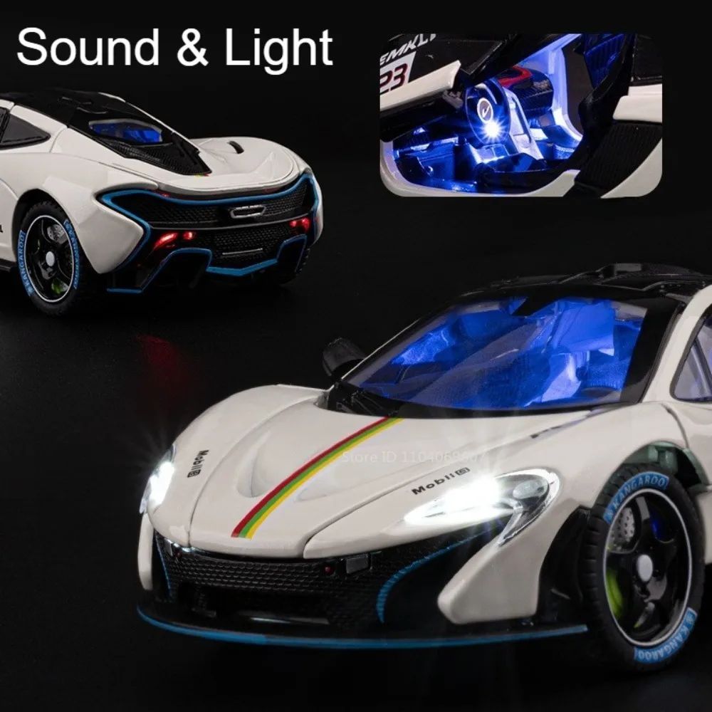 1:24 Scale P1 720S Miniature Supercar Toy Models Metal Diecast Sound Light Doors Opened Pull Back Racing Vehicles for Kids Gifts