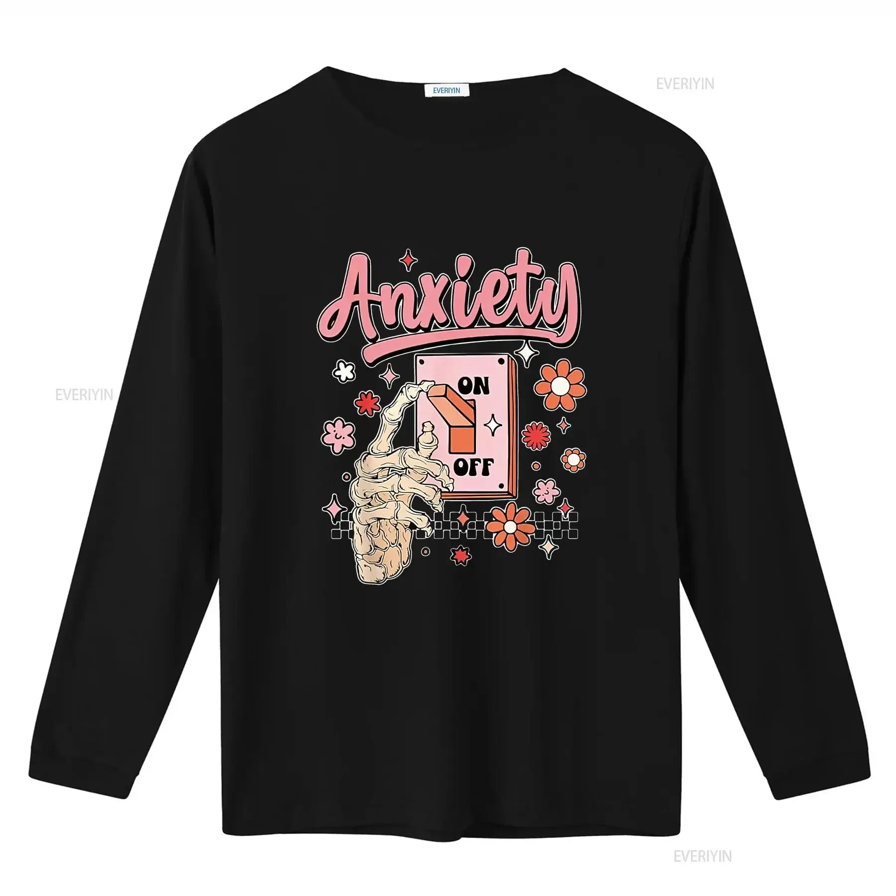 Womens Anxiety On Funny Switch Off Mental Health Awareness T Shirt Black vintage Washed Top For Everyday Wear Comfortable
