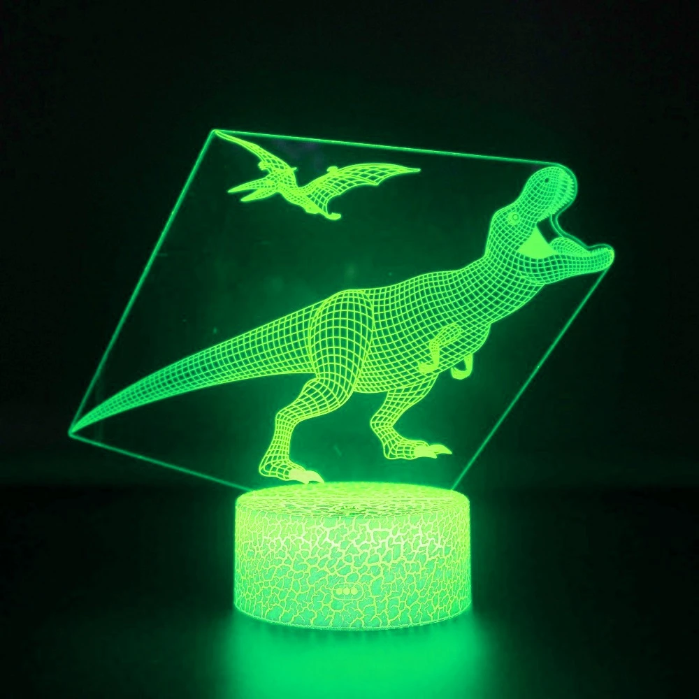 Dinosaur 3D LED Night Light T-Rex Illusion Lamp 7 Color Changing Kids Bedroom Decoration Birthday Christmas Gift for Boys Girls