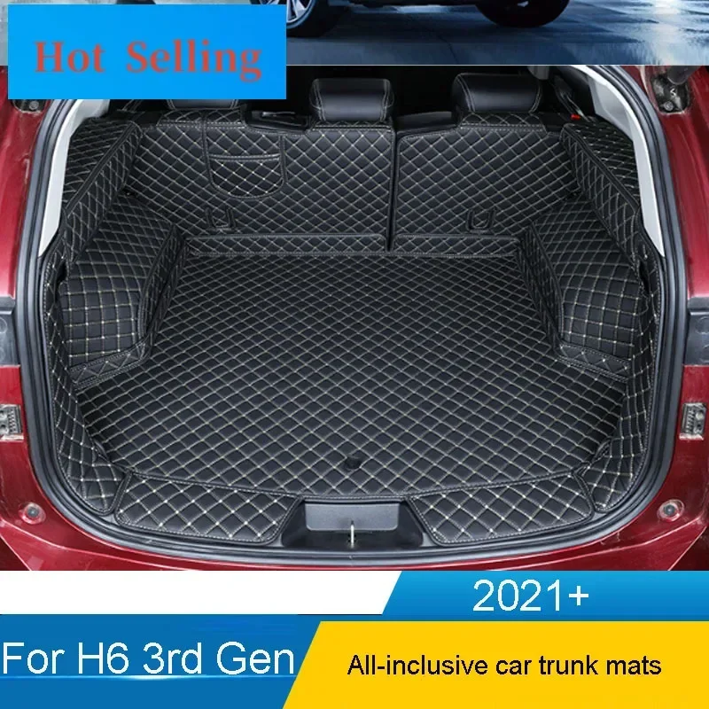 

For Haval H6 3rd Gen 2021 Leather Car Trunk Mats Cover All-inclusive Anti-Dirty Protection Carpet Pads Set Styling Accessories