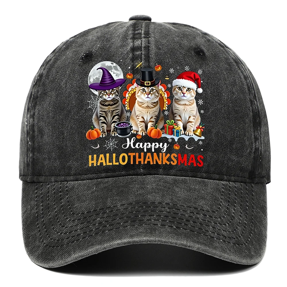 Verstellbare Baseballmütze mit süßem Katzenmuster für Damen und Herren, Sonnenschutzhut für den Außenbereich, geeignet für Halloween-Festival-Dekoration