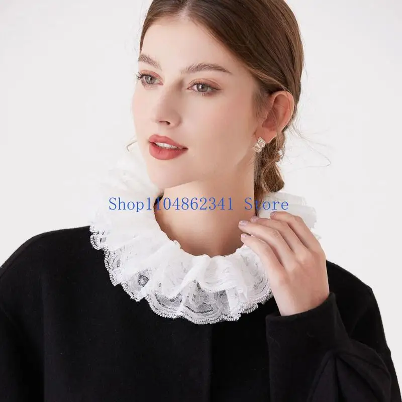 5asd Zartes abnehmbares viktorianisches Spitzenkragen-Set mit passenden Ärmeln, Kostümzubehör für Braut- oder