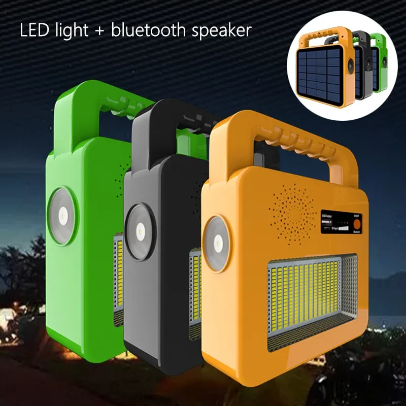 Outdoor Solar Portable Charging Lamp Led Strong Light Flashlight Wireless Audio Bluetooth Speaker Emergency Power Bank Lighting