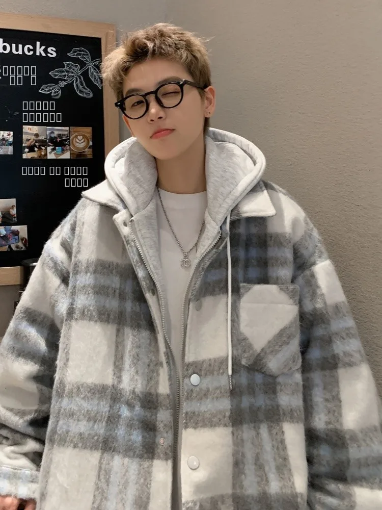 

Утепленная клетчатая куртка с капюшоном для мужчин, зимняя теплая хлопковая куртка в американском ретро-стиле, повседневная молодежная модная зимняя верхняя одежда с хлопковым наполнителем