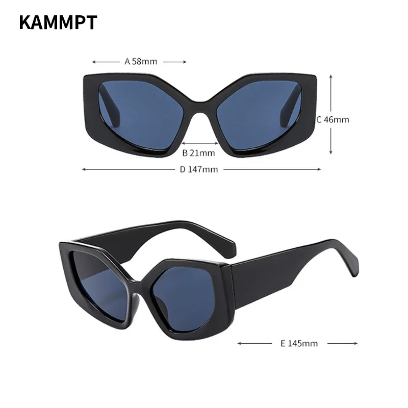 KAMMPT nowe wielokątne damskie okulary przeciwsłoneczne Vintage Multi Gradient cukierki kolorowe odcienie 2023 modne markowe designerskie okulary