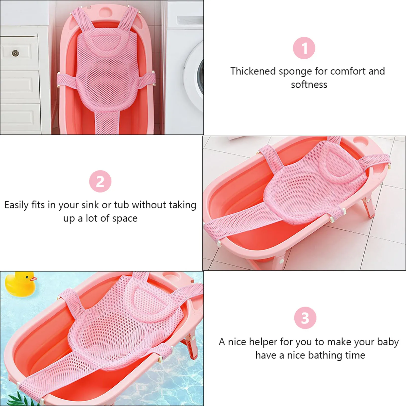 

Baby Bathing Support Net Thickened Soft Sponge Non-Skid Breathable Baby Bathing Seat Support Net Mesh For Infant Shower Bath Tub