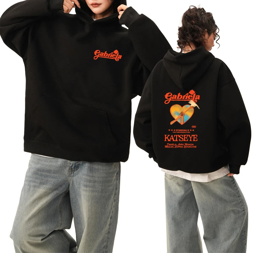 

Music Group KATSEYE Gabriela Song Double Sided printed Hoodie New Unisex Trend pullovers Men women Fleece Long sleeve Sweatshirt