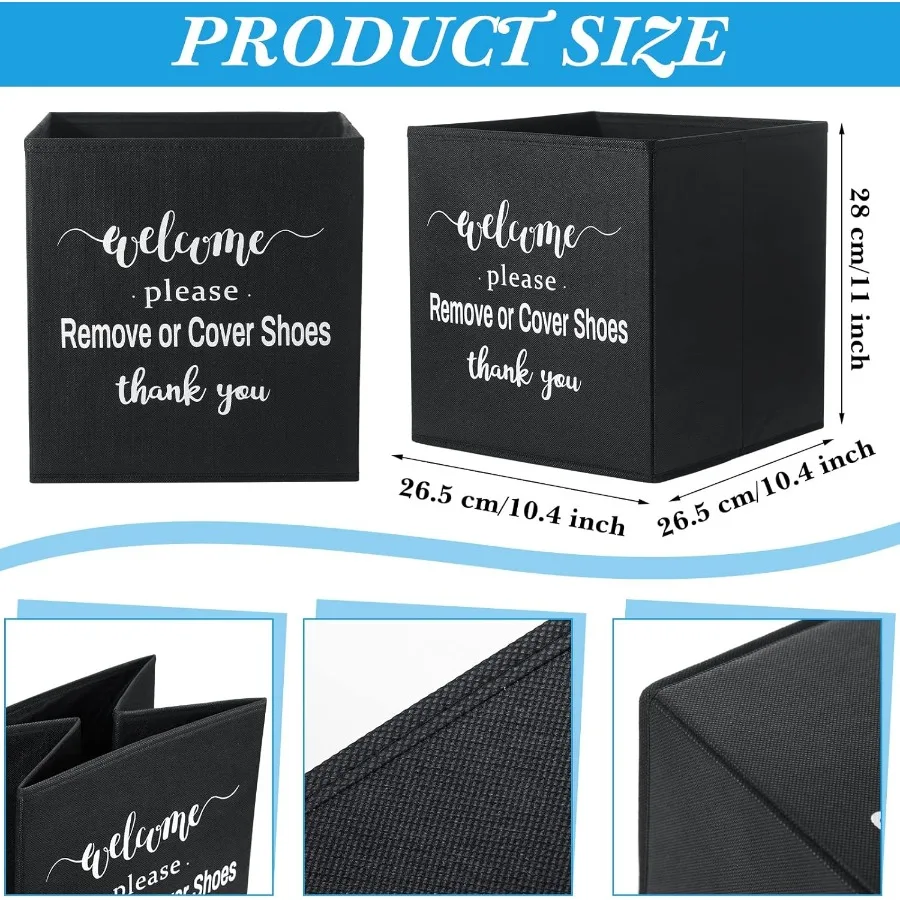 300 Pcs Black Disposable Waterproof Shoe Covers with 1 Pcs Indoor Foldable Storage Box for Home Entryway Kitchen Bathroom and C
