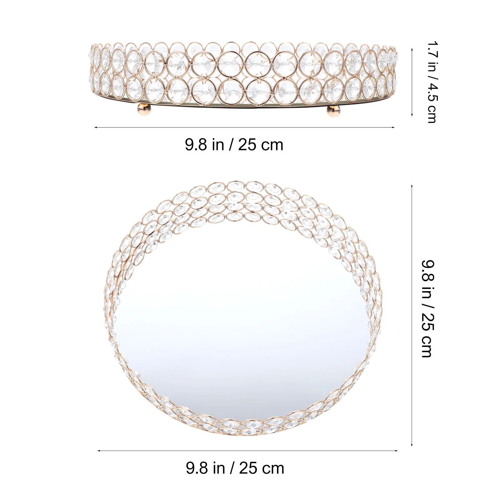 1Pcs Makeup Storage Tray Elegant Round Jewelry Organizer Mirror Surface Home Dressing Table Sundries Holder Fashion Display