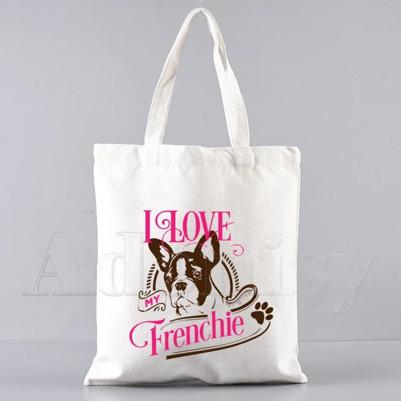 French Bulldog Shopping Bag Grocery Handbag Bolsas De Tela Tote Bolsa Shopping Bag Jute Tote Fabric Custom